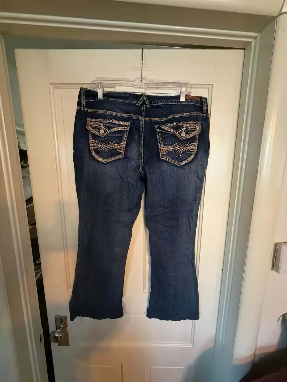 Rhythm in Blues Women's Embellished Pocket Stretch Bootcut Jeans Size 14
